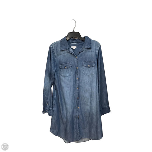 Dress Casual Midi By Merona In Blue Denim, Size: L