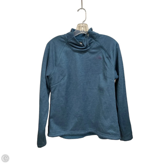Athletic Top Long Sleeve Collar By The North Face In Teal, Size: L