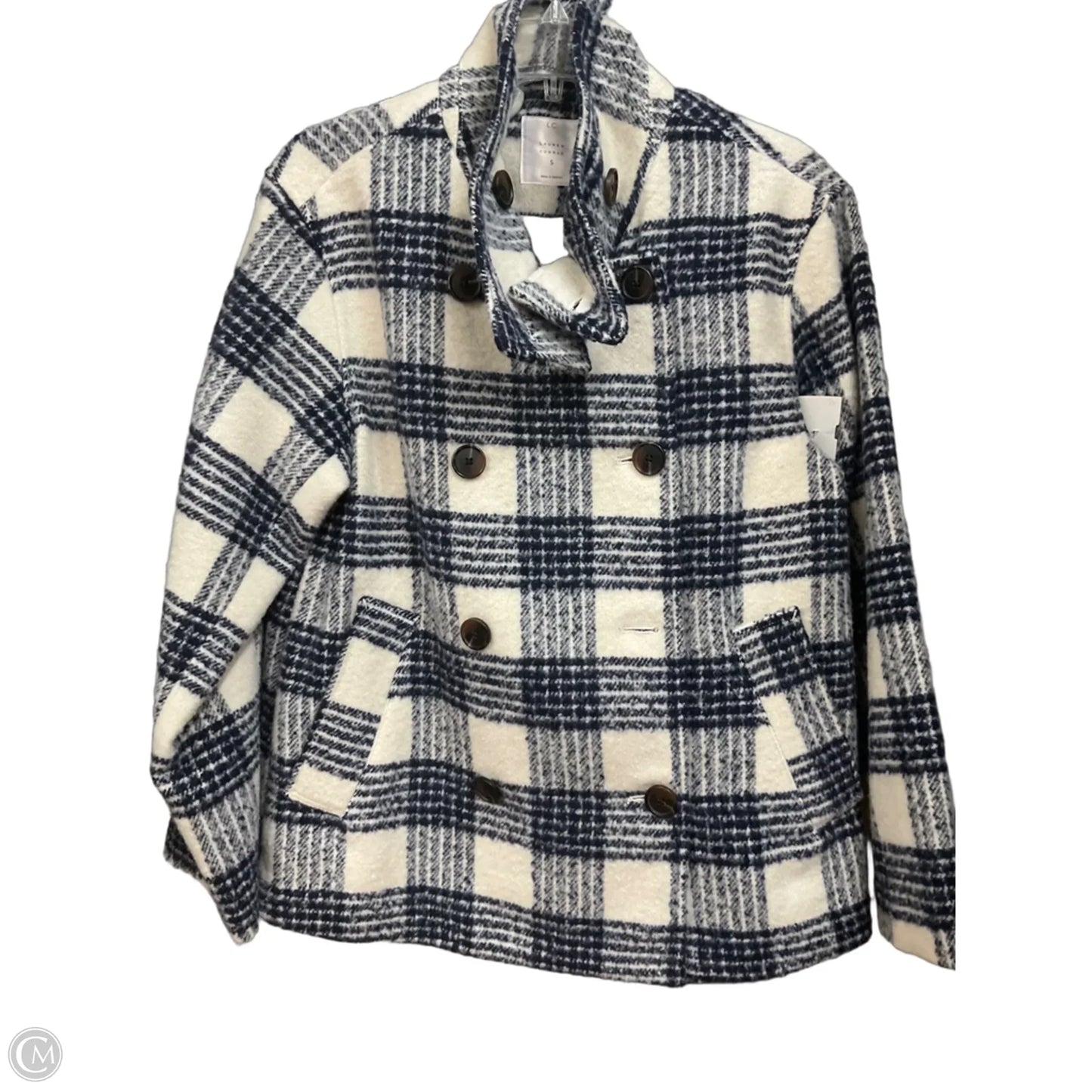 Coat Peacoat By Lc Lauren Conrad In Blue & White, Size: S