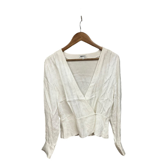 Top Long Sleeve By Express In White, Size: M