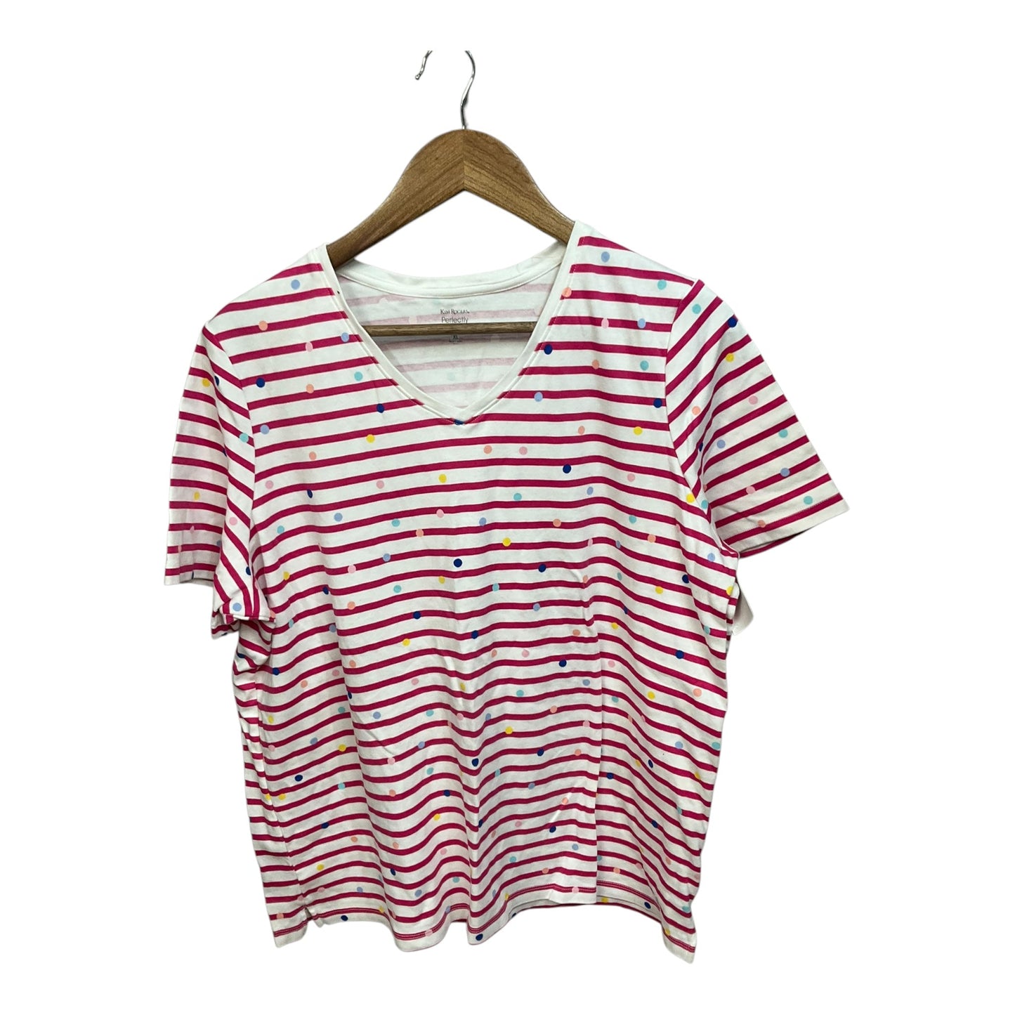 Top Short Sleeve By Kim Rogers In Striped Pattern, Size: Xl