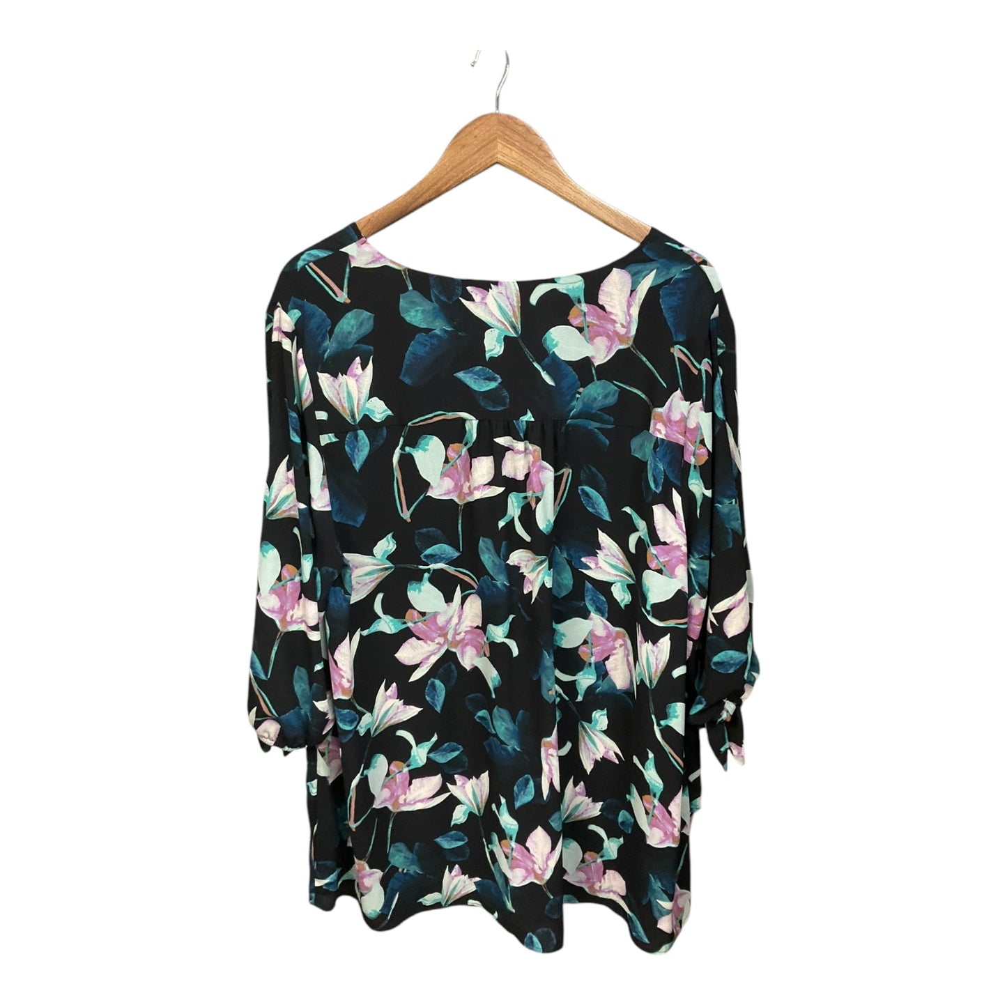 Blouse 3/4 Sleeve By Catherines In Floral Print, Size: 2x