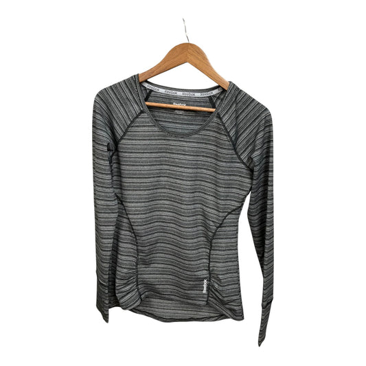 Athletic Top Long Sleeve Collar By Reebok In Grey, Size: M