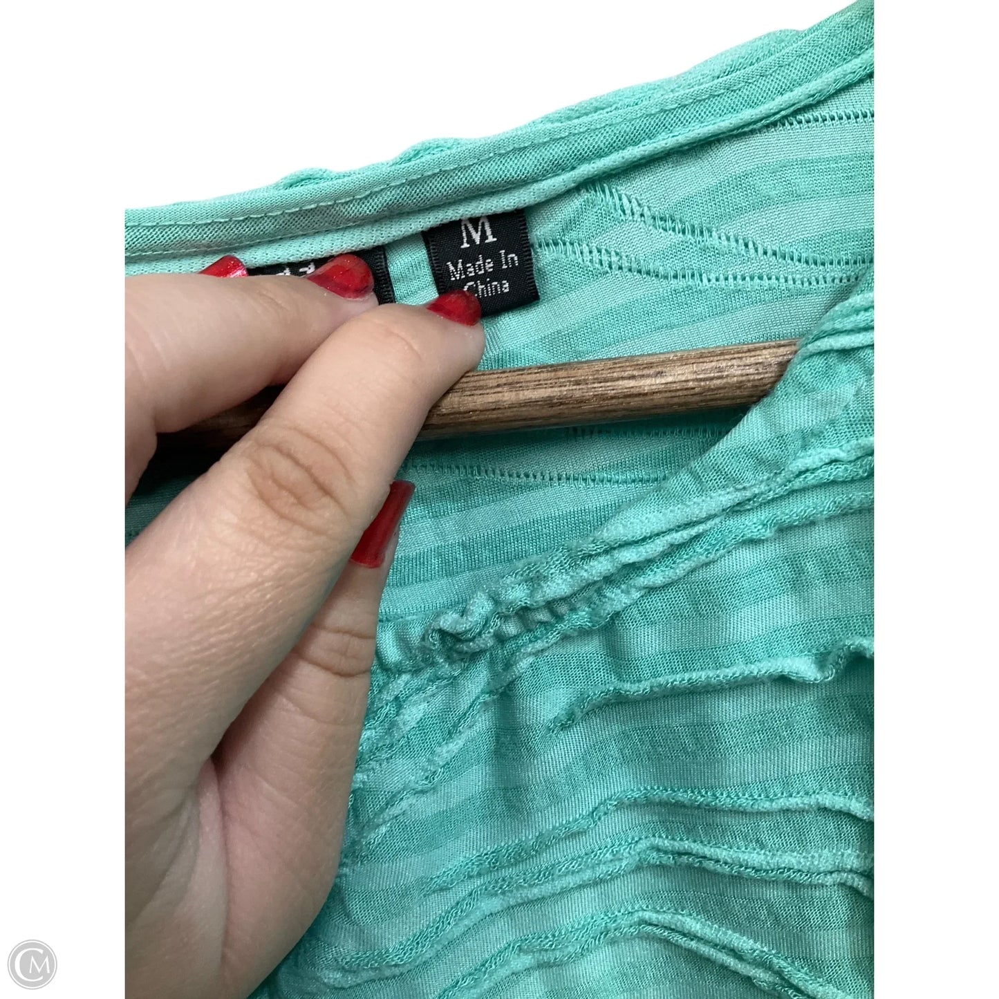 Top 3/4 Sleeve By Onque In Aqua, Size: M