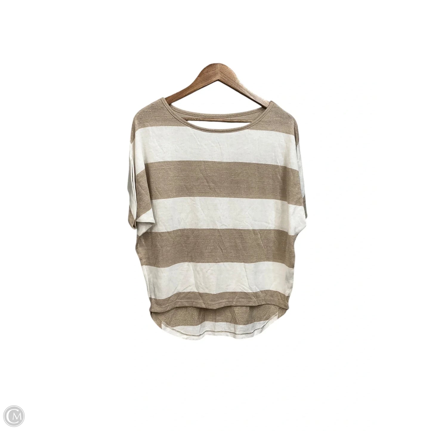 Top Short Sleeve By Inc In Tan & White, Size: M