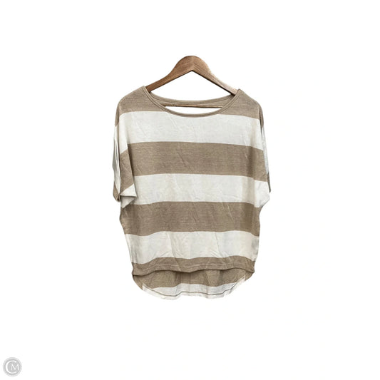 Top Short Sleeve By Inc In Tan & White, Size: M