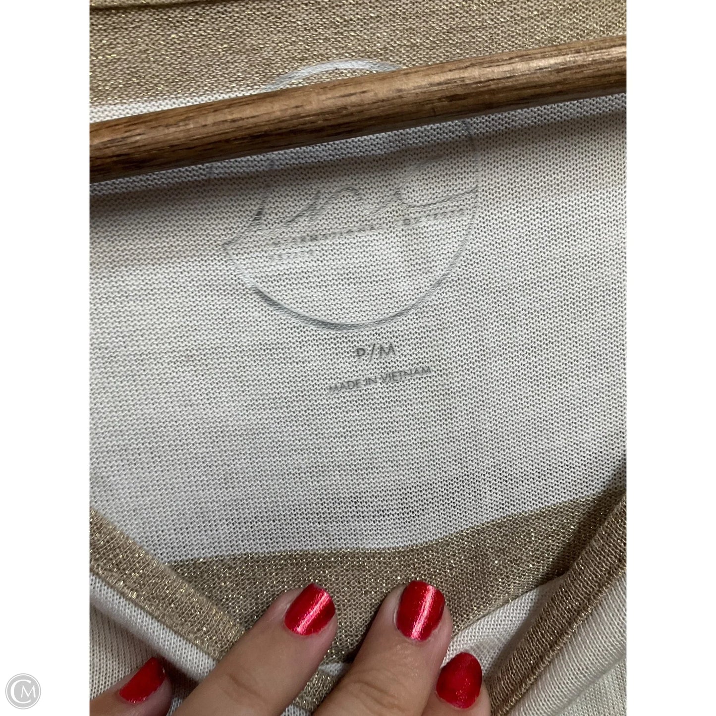 Top Short Sleeve By Inc In Tan & White, Size: M