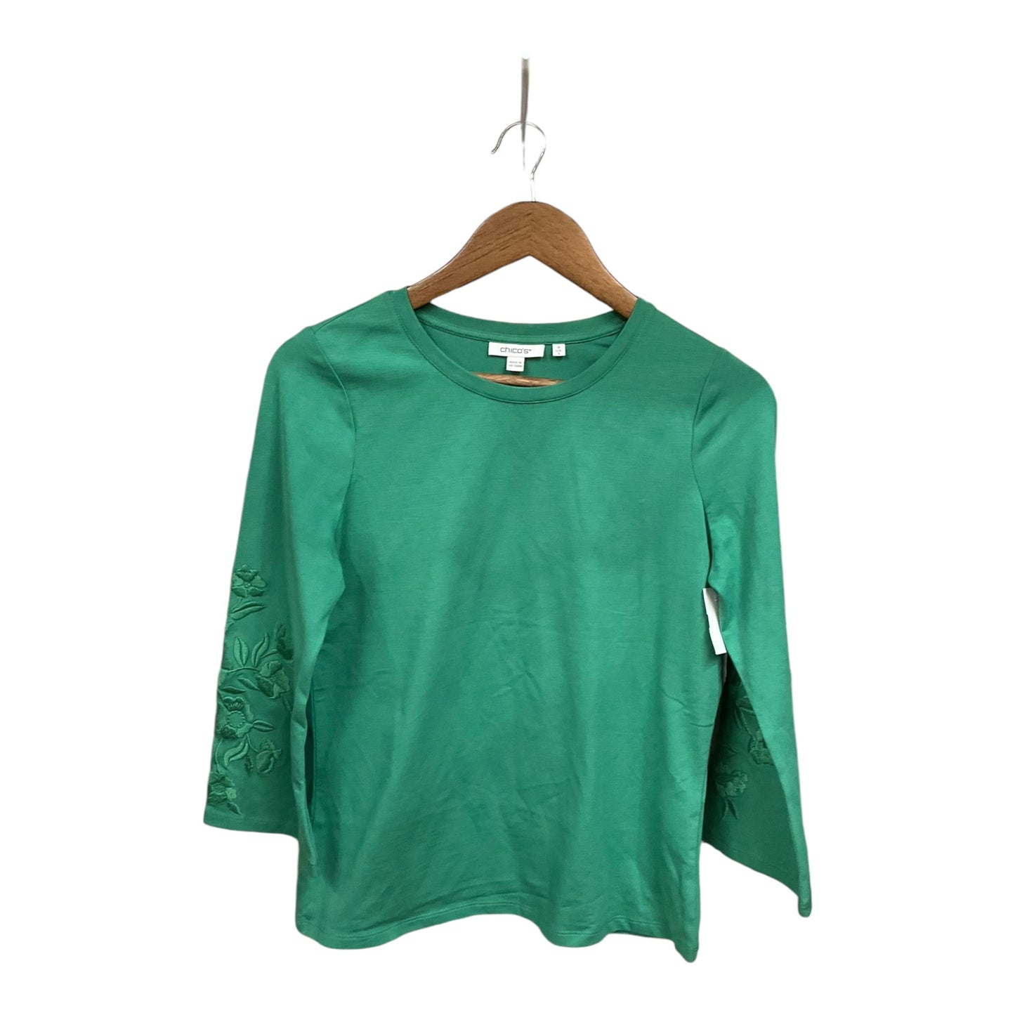 Top 3/4 Sleeve By Chicos In Green, Size: Xs