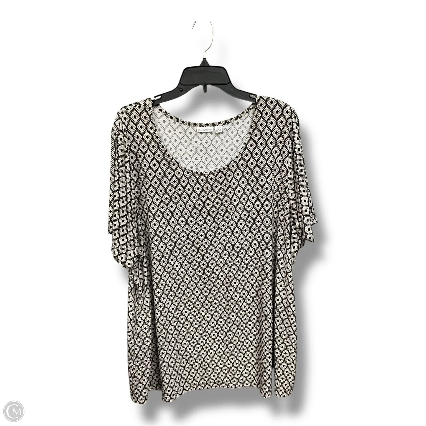 Top Short Sleeve By Croft And Barrow In Blue & Tan, Size: 2x