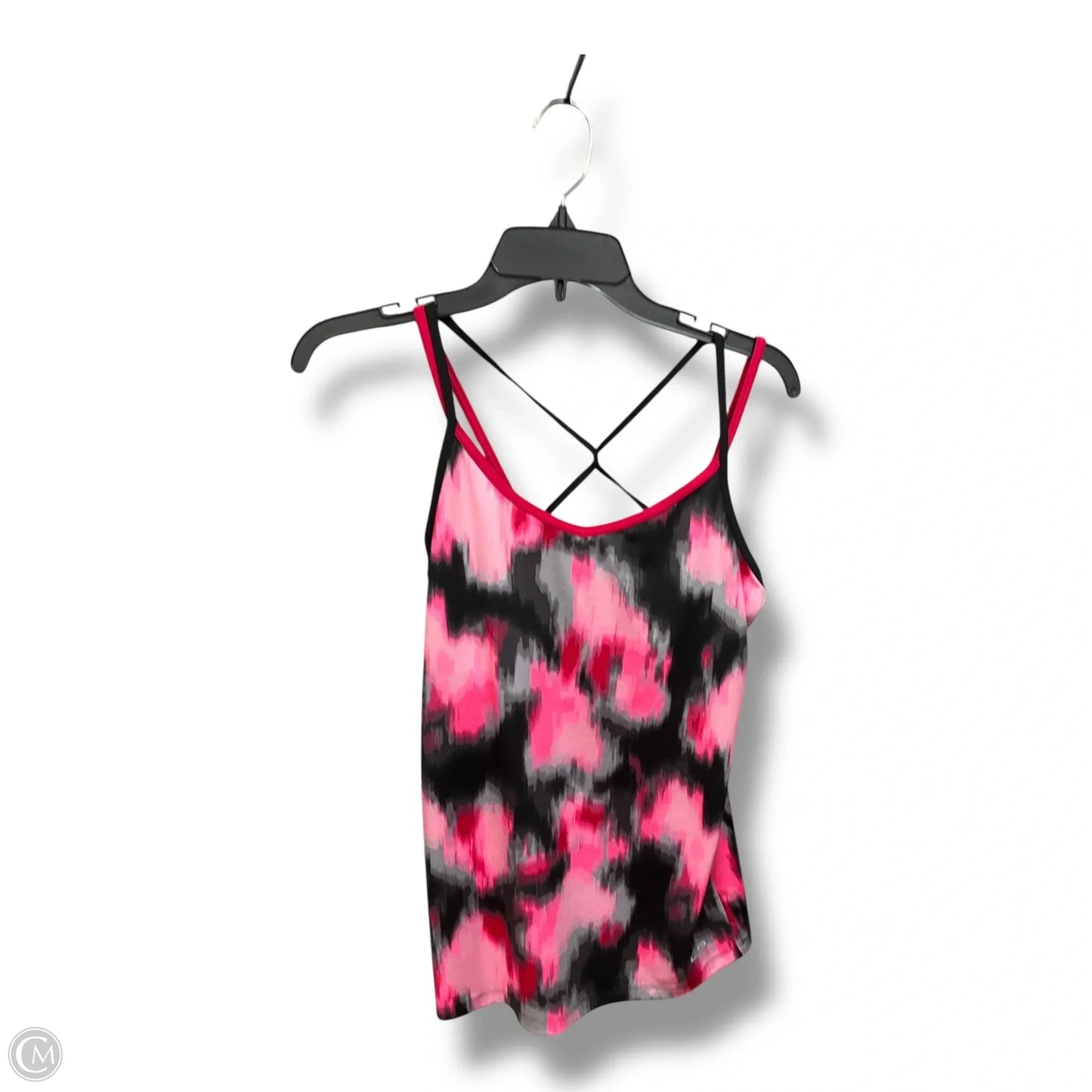 Athletic Tank Top By Champion In Black & Pink, Size: L