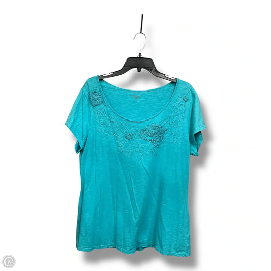 Top Short Sleeve By Coldwater Creek In Aqua, Size: Xl