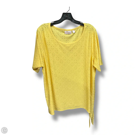 Top Short Sleeve By Belle By Kim Gravel In Yellow, Size: Xl