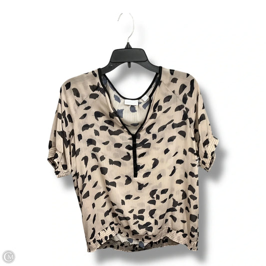 Top Short Sleeve By New York And Co In Black & Cream, Size: M