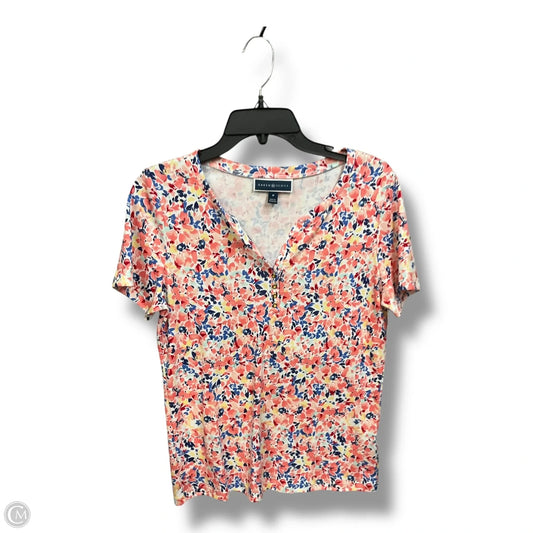 Top Short Sleeve By Karen Scott In Floral Print, Size: M