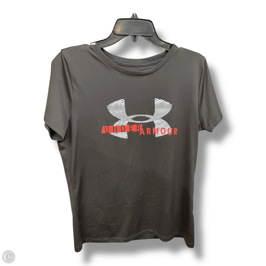 Athletic Top Short Sleeve By Under Armour In Grey, Size: L