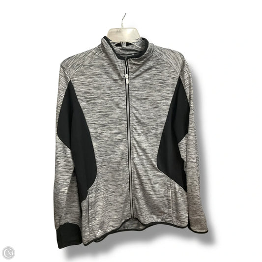 Athletic Jacket By Adidas In Black & Grey, Size: L