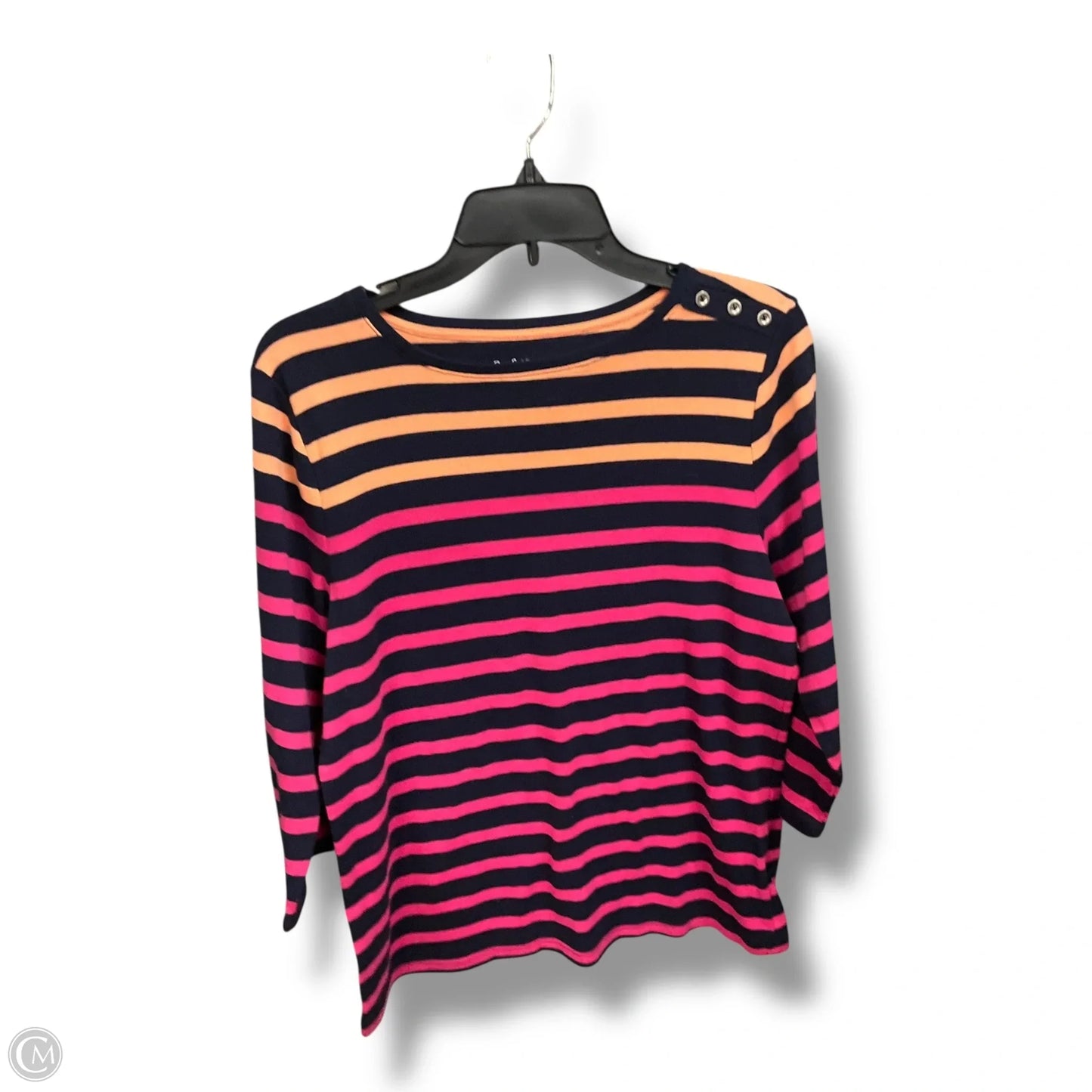 Top 3/4 Sleeve By Croft And Barrow In Striped Pattern, Size: Xl