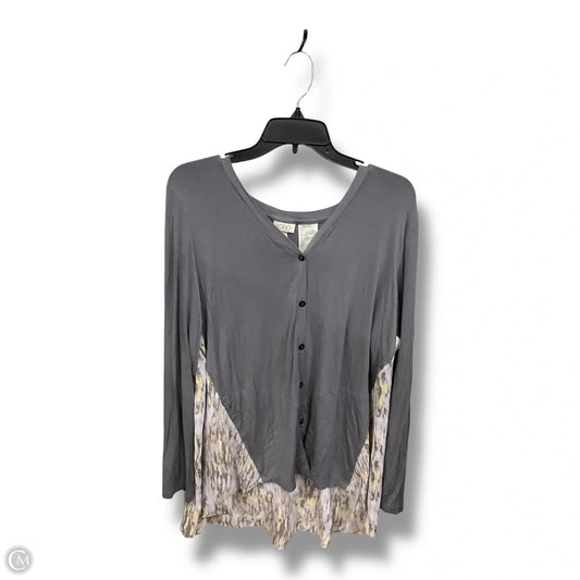 Blouse Long Sleeve By Logo In Grey, Size: L