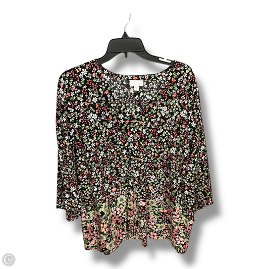 Top 3/4 Sleeve By J. Jill In Floral Print, Size: Xl