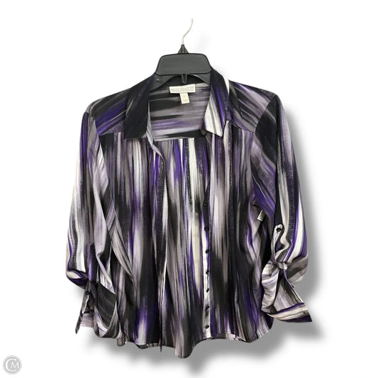 Blouse Long Sleeve By Dana Buchman In Multi-colored, Size: L