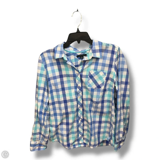 Blouse Long Sleeve By Tommy Hilfiger In Plaid Pattern, Size: L