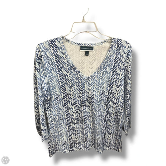 Top Long Sleeve By Karen Scott In Blue & White, Size: M