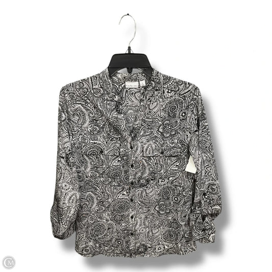 Blouse Long Sleeve By Kim Rogers In Black & White, Size: S