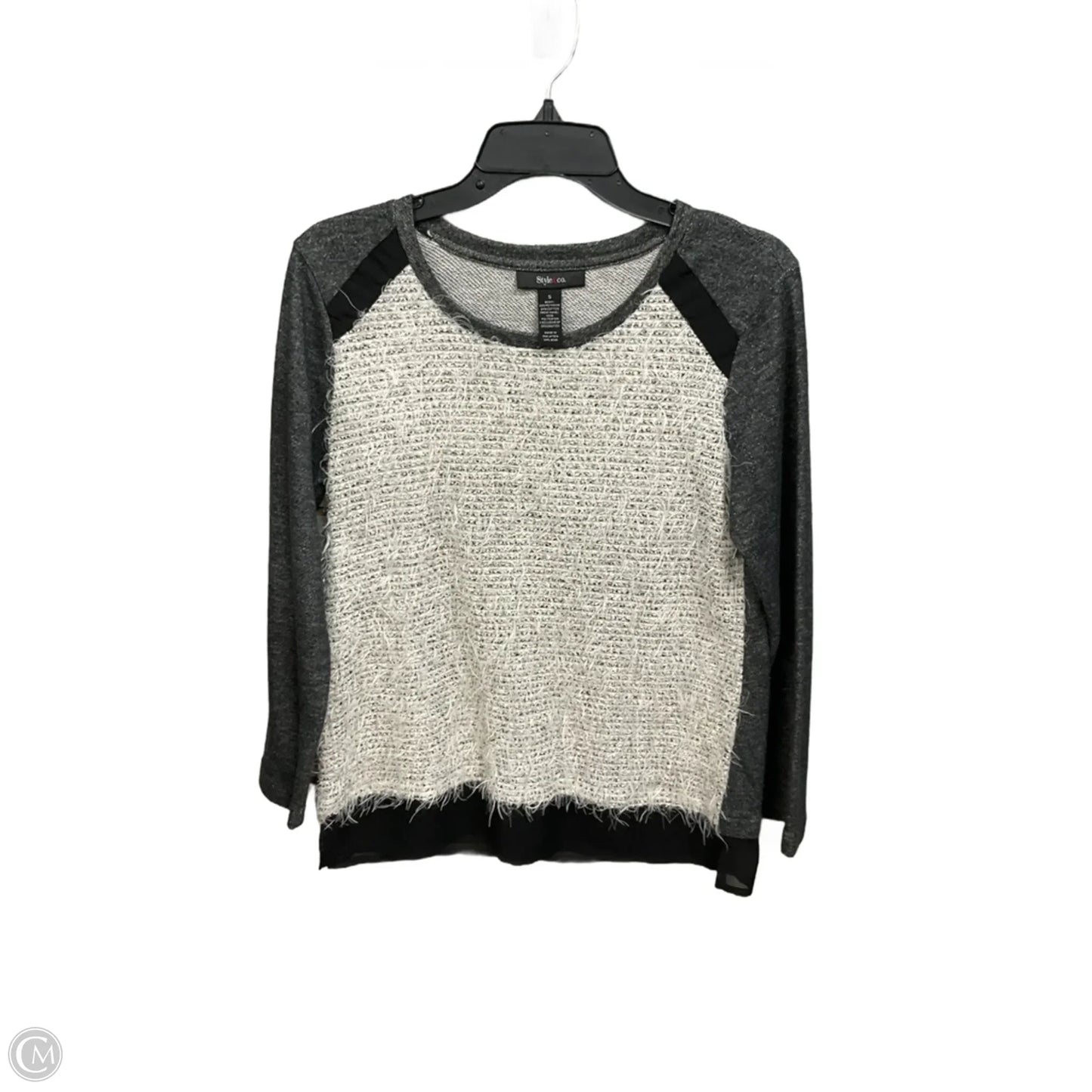 Top Long Sleeve By Style And Company In Grey & White, Size: S