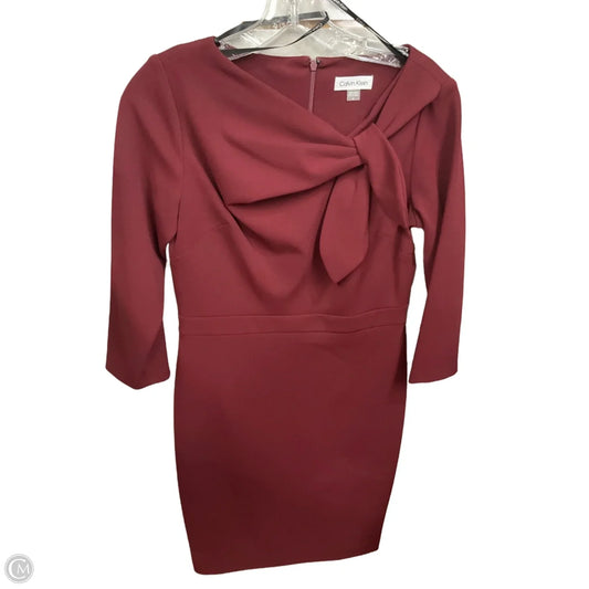Dress Casual Midi By Calvin Klein In Maroon, Size: S