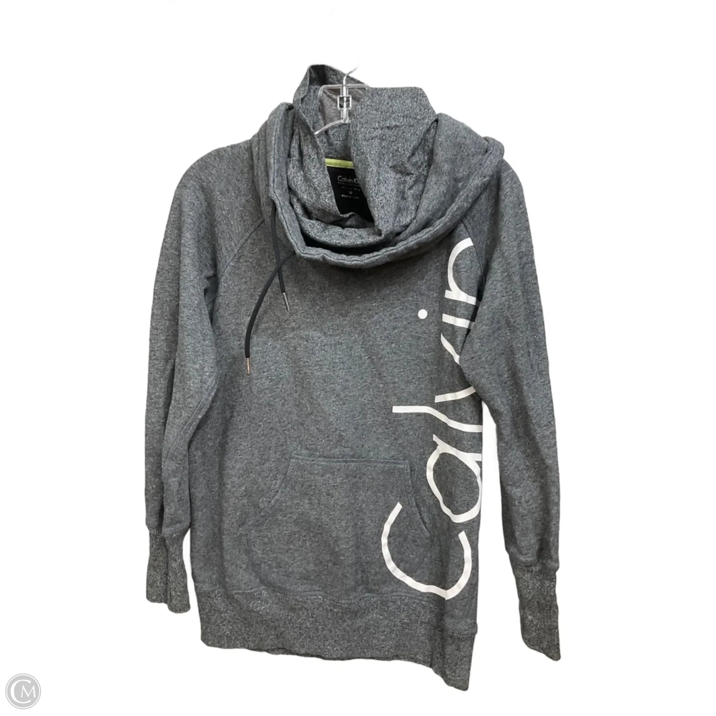 Athletic Top Long Sleeve Collar By Calvin Klein In Grey, Size: M