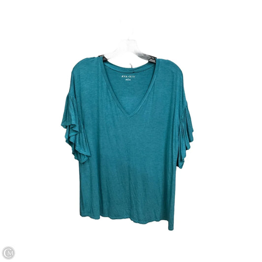 Top Short Sleeve Basic By Ava & Viv In Teal, Size: L
