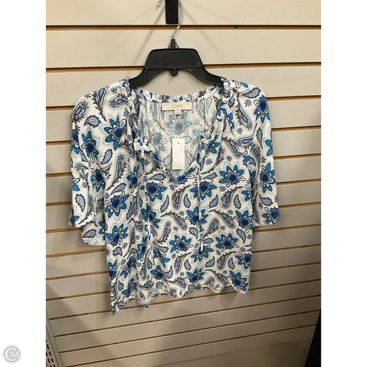 Blouse Short Sleeve By Loft In Floral Print, Size: S
