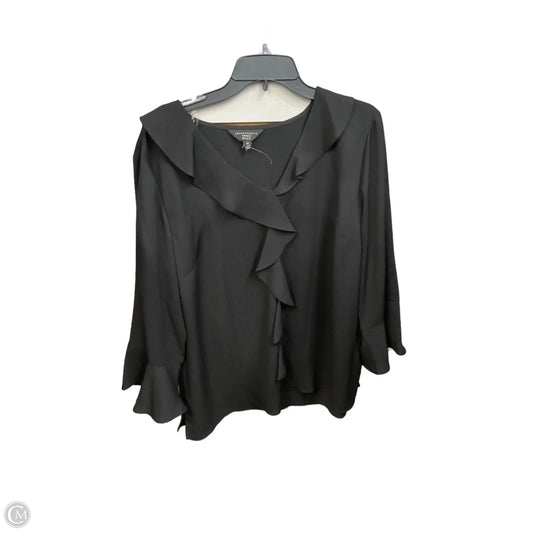 Blouse Long Sleeve By Investments In Black, Size: 1x