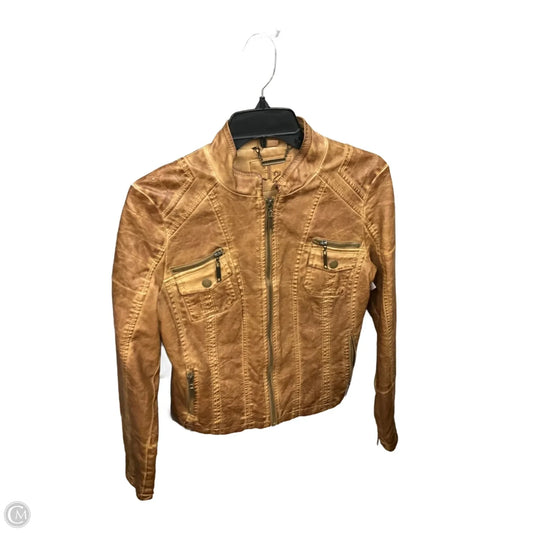 Jacket Moto Leather By J Brand In Brown, Size: S