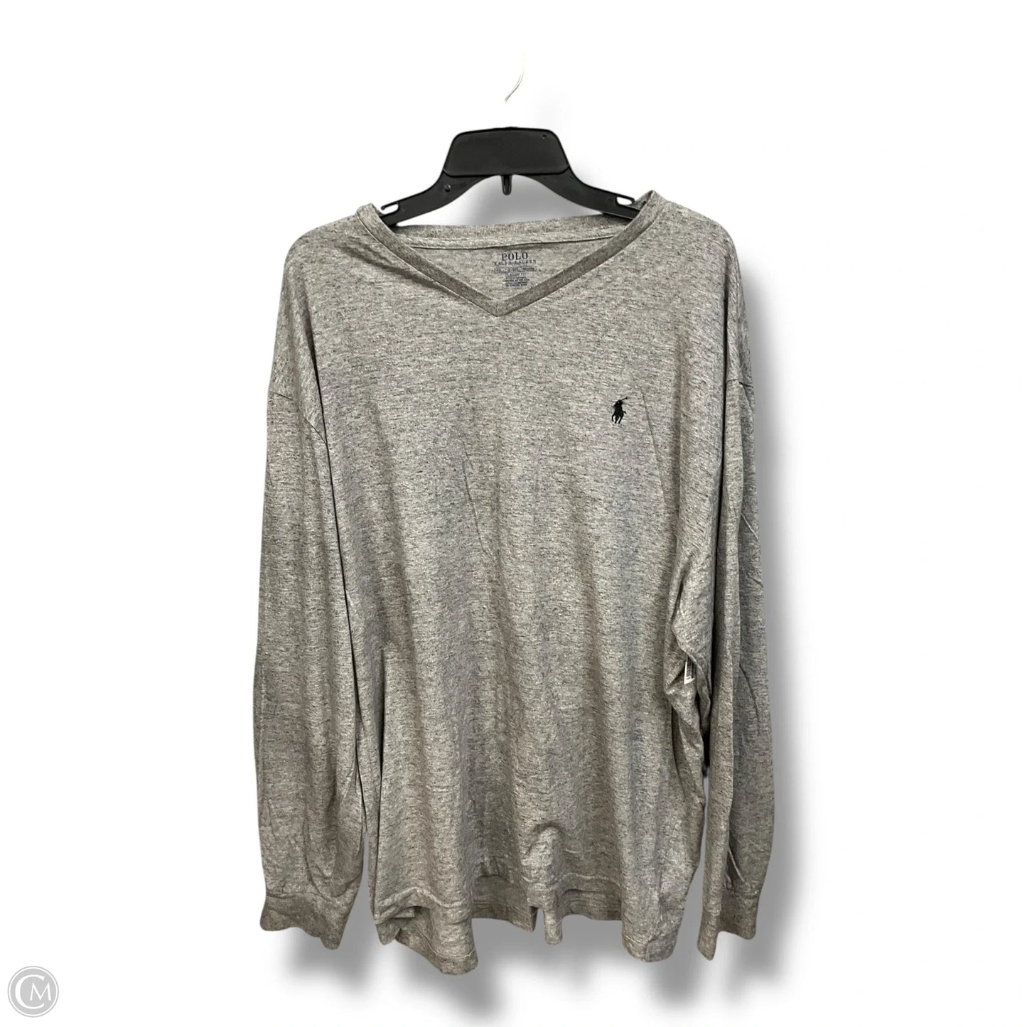 Top Long Sleeve Basic By Ralph Lauren In Grey & White, Size: Xxl