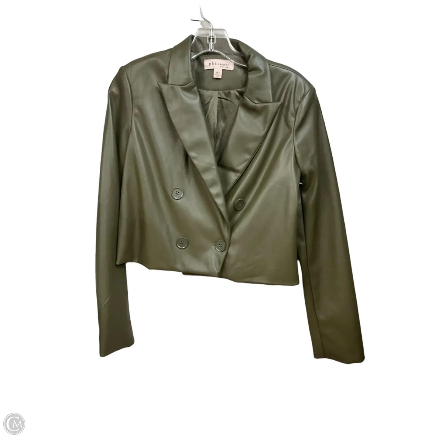 Jacket Moto Leather By Philosophy In Green, Size: S