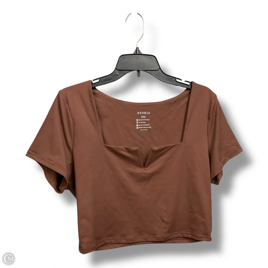 Athletic Top Short Sleeve By Cmc In Brown, Size: Xxl