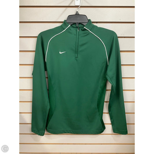Athletic Top Long Sleeve Collar By Nike Apparel In Green, Size: L