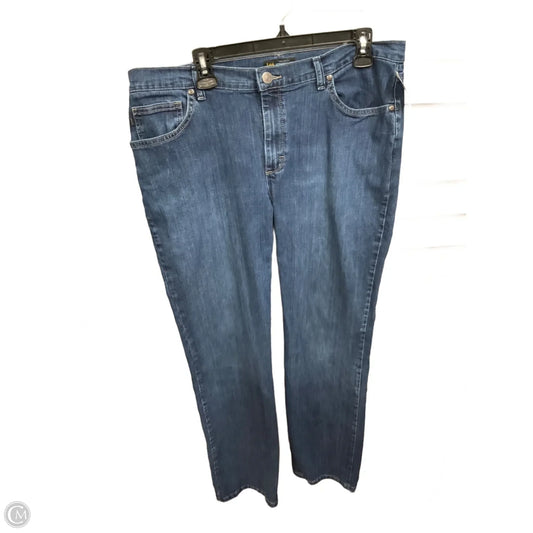 Jeans Straight By Lee In Blue Denim, Size: 16l