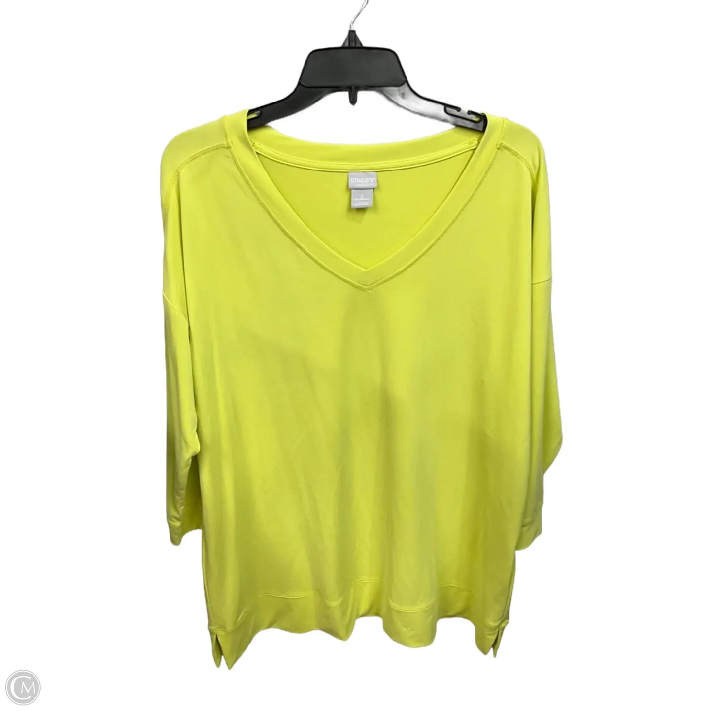 Athletic Top Long Sleeve Crewneck By Chicos In Yellow, Size: L