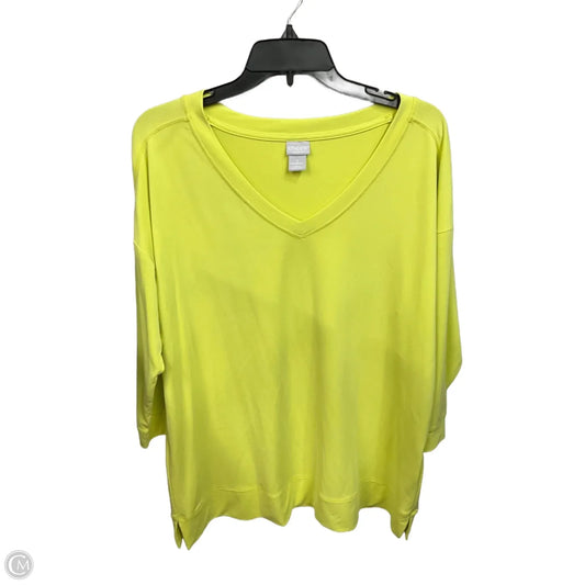 Athletic Top Long Sleeve Crewneck By Chicos In Yellow, Size: L