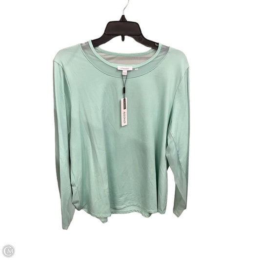 Athletic Top Long Sleeve Crewneck By Chicos In Teal, Size: Xl