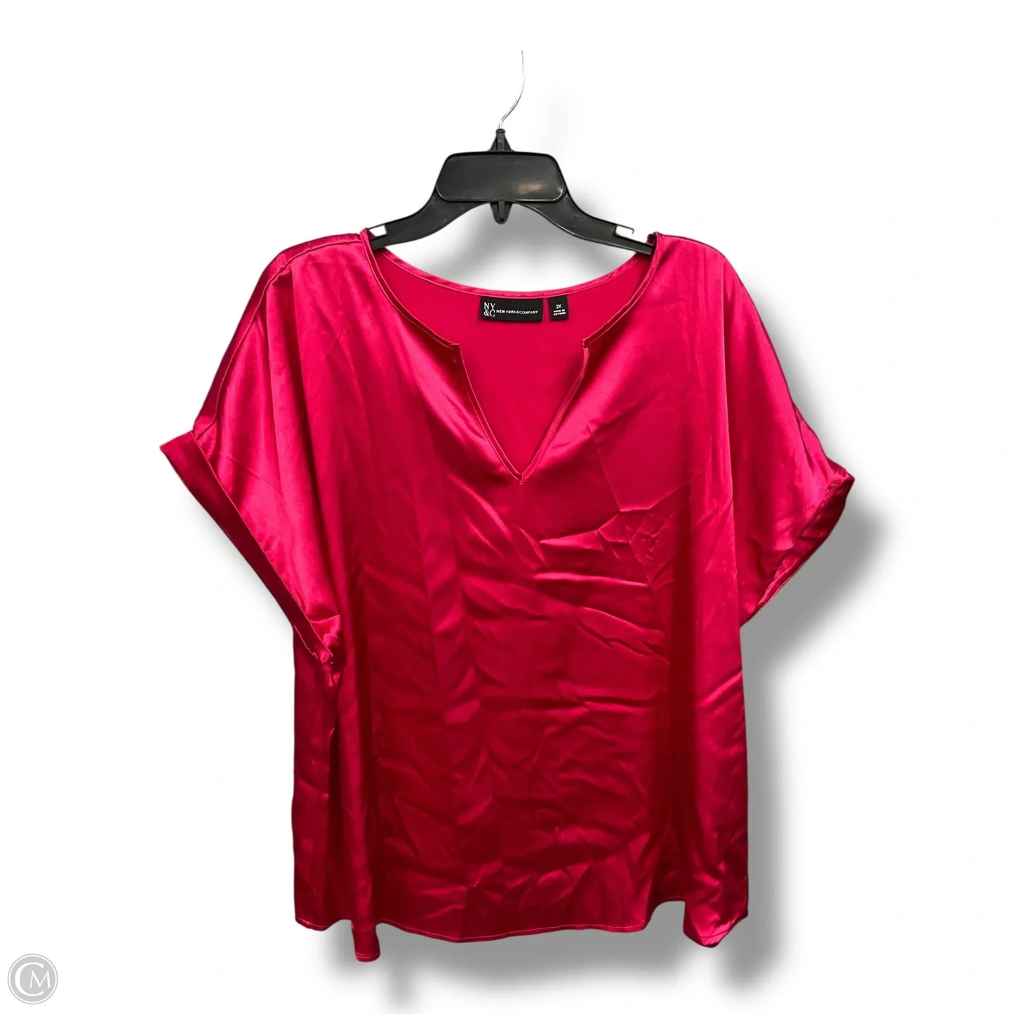 Top Short Sleeve By New York And Co In Pink, Size: 2x