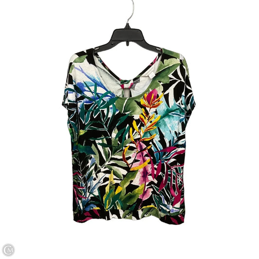 Top Short Sleeve By Christopher And Banks In Tropical Print, Size: Xl