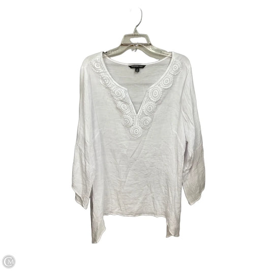 Top 3/4 Sleeve By Zac And Rachel In White, Size: 2x