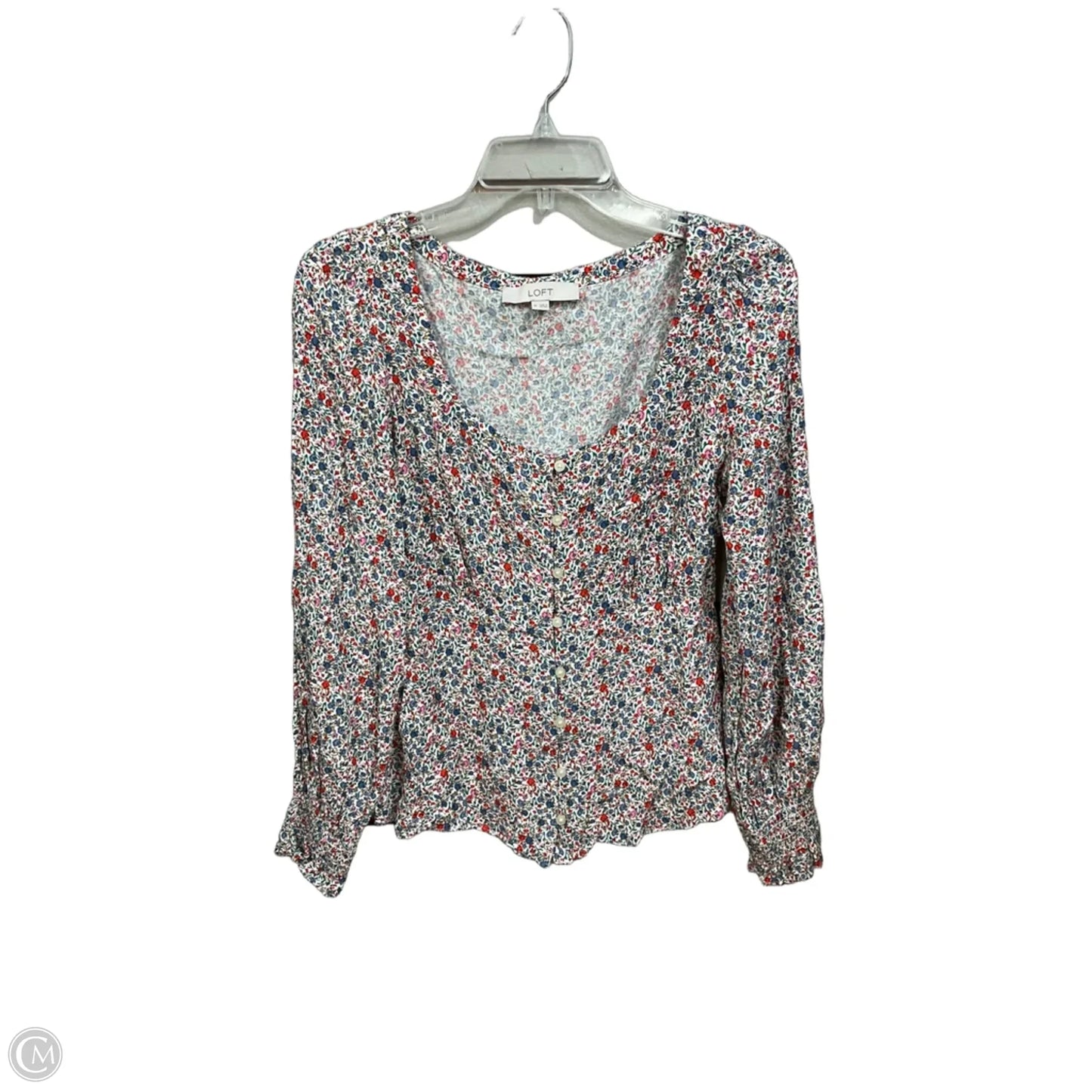 Blouse Long Sleeve By Loft In Floral Print, Size: M