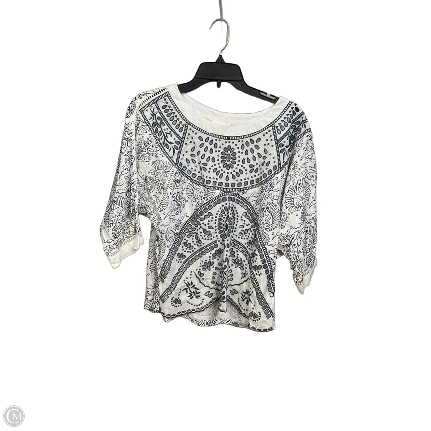 Top 3/4 Sleeve By Maeve In Blue & White, Size: M