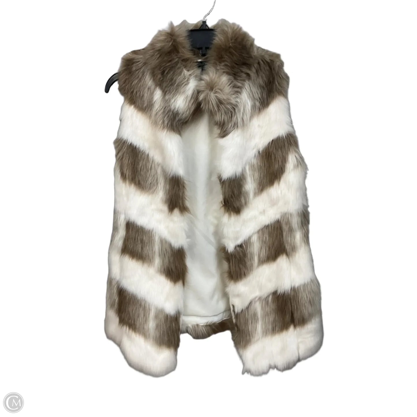 Vest Faux Fur & Sherpa By White House Black Market In Tan & White, Size: Xxs
