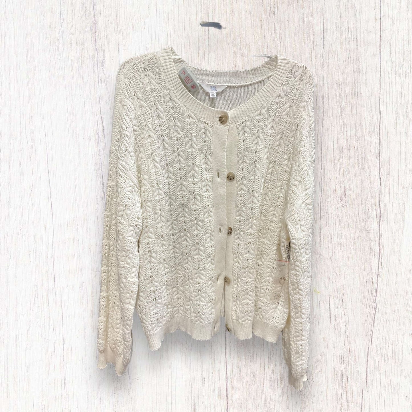 Cream Sweater Cardigan Time And Tru, Size 1x