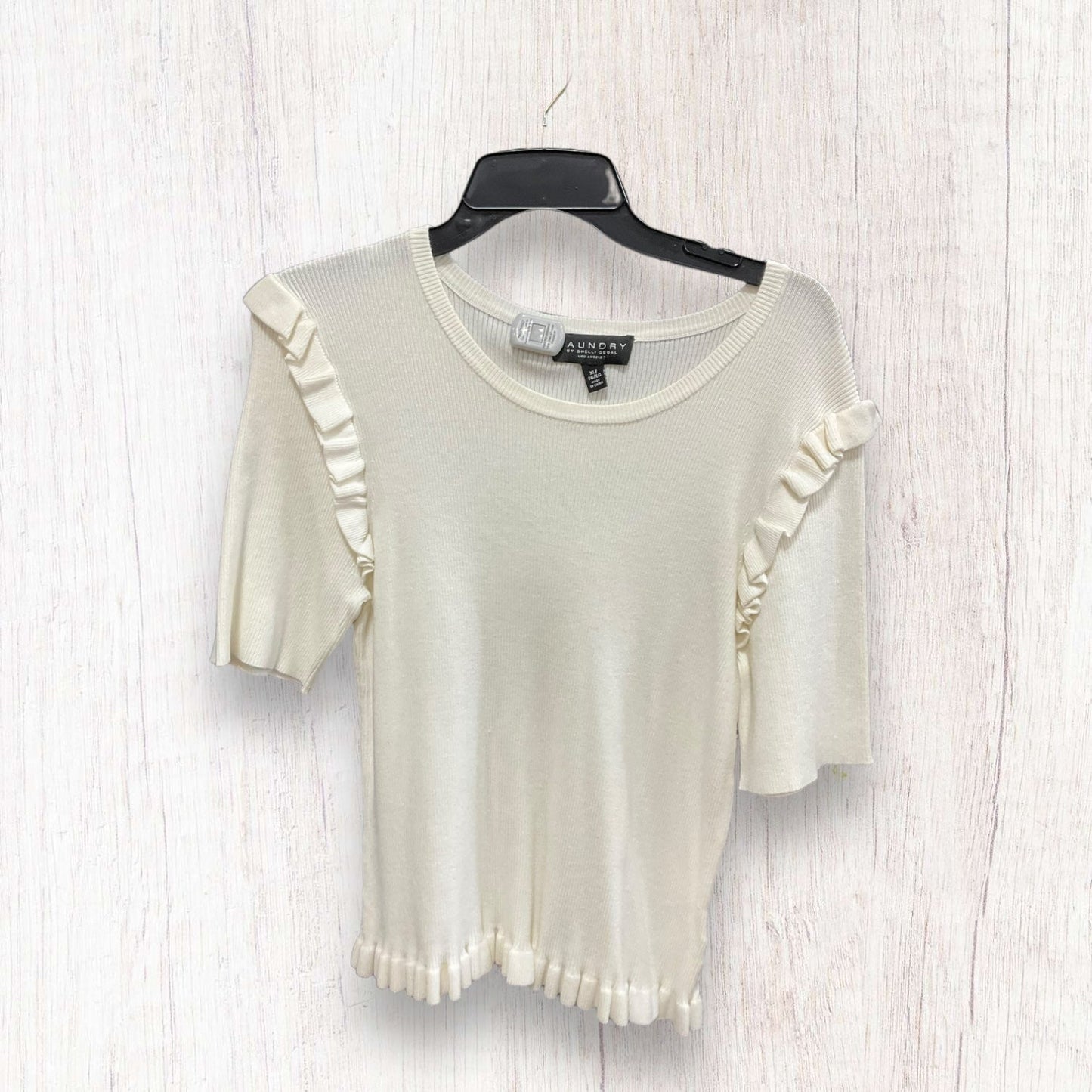 Sweater Short Sleeve By Laundry In Cream, Size: Xl